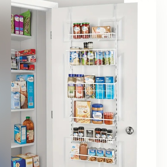 Over the Door Rack Organizer with 6 Tier Adjustable Shelves Powder Coated Steel